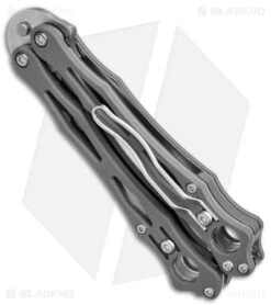 Spyderco SmallFly 2 Butterfly Knife Gray G-10 (3.4" Satin CPM Cru-Wear) -Spyderco Spyderco SmallFly 2 Butterfly Knife Gray G 10 3in Satin w CPM Cru Wear BHQ 151860 td side