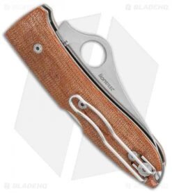 Spyderco SpyOpera Lockback Knife Brown Canvas Micarta (2.88" Satin M390) -Spyderco Spyderco SpyOpera Lockback Knife Brown Canvas Micarta 2.88in Satin M390 C255CMP BHQ 112397 LS Side