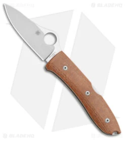 Spyderco SpyOpera Lockback Knife Brown Canvas Micarta (2.88" Satin M390)