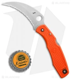 Spyderco SpyderHawk Salt Sprint Run Knife Orange FRN (3.6" Satin Serr) C77SOR -Spyderco Spyderco Spyderhawk Salt Sprint Run Orange FRN satin serr BHQ 78697 er bottlecap 2 2