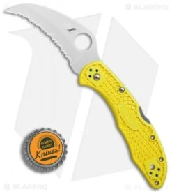 Spyderco Tasman Salt 2 Lock Back Knife Yellow (2.8" Satin Full Ser) C106SYL2 7 Spyderco Tasman Salt 2 Lock Back Knife Yellow (2.8" Satin Full Ser) C106SYL2 -Spyderco Spyderco Tasman Salt 2 yellow satin full serr BHQ 71336 er bottlecap 3