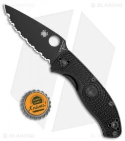 Spyderco Tenacious Lightweight Knife FRN (3.375" Black Full Serr) C122SBBK -Spyderco Spyderco Tenacious Lightweight FRN Black Full Serr C122SBBK BHQ 106185 jr bottlecap