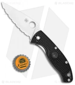 Spyderco Tenacious Lightweight Knife FRN (3.375" Satin Full Serr) C122SBK -Spyderco Spyderco Tenacious Lightweight FRN Satin Full Serr C122SBK BHQ 102055 jr bottlecap