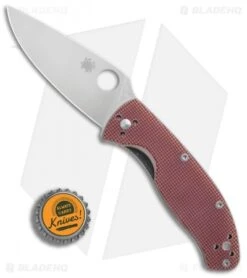 Spyderco Tenacious Liner Lock Knife Red Checkered G-10 (3.375" Satin) C122GPRC -Spyderco Spyderco Tenacious red checkered G10 satin BHQ 74709 er bottlecap
