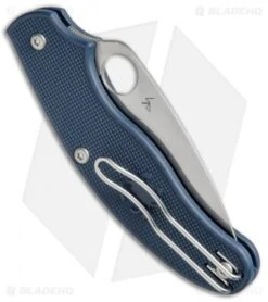Spyderco UK Pen Knife Slip Joint Dark Blue FRN (2.9" Satin CPM-S110V) C94PDBL -Spyderco Spyderco UK Penknife Lightweight Dk Blu FRN C94PDBL BHQ 50020 jr side 2