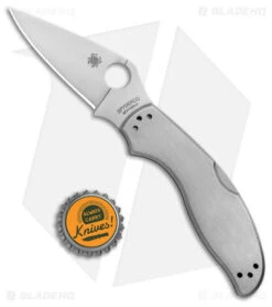 Spyderco UpTern Lock Back Knife Stainless Steel (2.9" Satin) -Spyderco Spyderco UpTern Lock Back SS Satin BHQ 145709 jr bottlecap