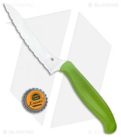 Spyderco Z-Cut Lightweight Green (4.5" Satin Serr) K14SGN -Spyderco Spyderco Z Cut Kitchen Green Satin Serr K14SGN BHQ 107978 jr bottlecap
