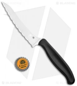 Spyderco Z-Cut Lightweight Black (4.5" Satin Serr) K14SBK -Spyderco Spyderco Z Cut Lightweight Black Pointed Tip Serr K14SBK BHQ 107977 jr bottlecap