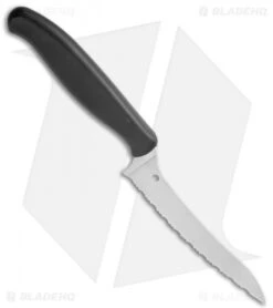 Spyderco Z-Cut Lightweight Black (4.5" Satin Serr) K14SBK -Spyderco Spyderco Z Cut Lightweight Black Pointed Tip Serr K14SBK BHQ 107977 jr spine