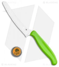 Spyderco Z-Cut Lightweight Green Blunt Tip Blunt Tip (4.5" Satin Serr) K13SGN -Spyderco Spyderco Z Cut Lightweight Green Blunt Tip K13SGN BHQ 107970 LS Bottlecap jr