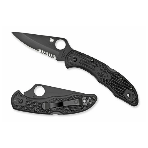 Spyderco Delica 4 Lightweight - Black - Black Blade - Partially Serrated 2 Spyderco Delica 4 Lightweight - Black - Black Blade - Partially Serrated - Image 2