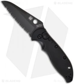 Spyderco Embassy Automatic Knife (3.13" Black Full Serr) C121BKS