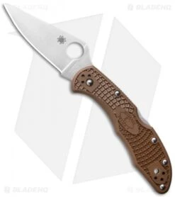 Spyderco Delica 4 Knife Flat Ground Brown FRN (2.88" Satin) C11FPBN