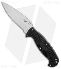 Spyderco Jumpmaster 2 Fixed Blade Knife Black FRN (4.5" Satin Serr) FB24SBK2 -Spyderco spyderco jumpmaster 2 black FRN satin serr BHQ 36434 er side
