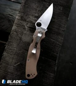 Spyderco Paramilitary 2 Knife Brown G-10 (3.4" Satin S35VN) C81GPBN2 -Spyderco spyderco pm2 brown BHQ 9775 dl